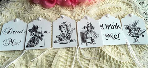 Alice in Wonderland Gift Tags Queen of Hearts Mad Hatter White | Etsy