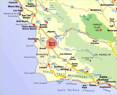 Santa Maria Area Tourist Map - Ontheworldmap.com