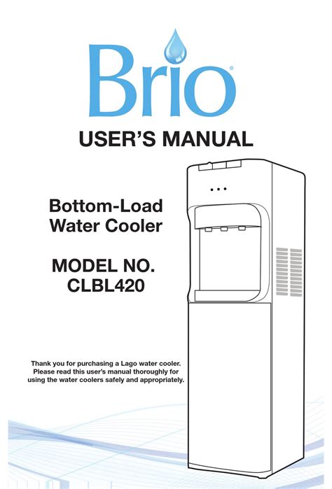 Brio Self-cleaning Water Dispenser Manual