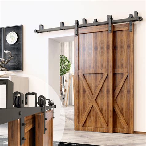 Homacer Classic Double Bypass Barn Door Hardware Kit & Reviews | Wayfair