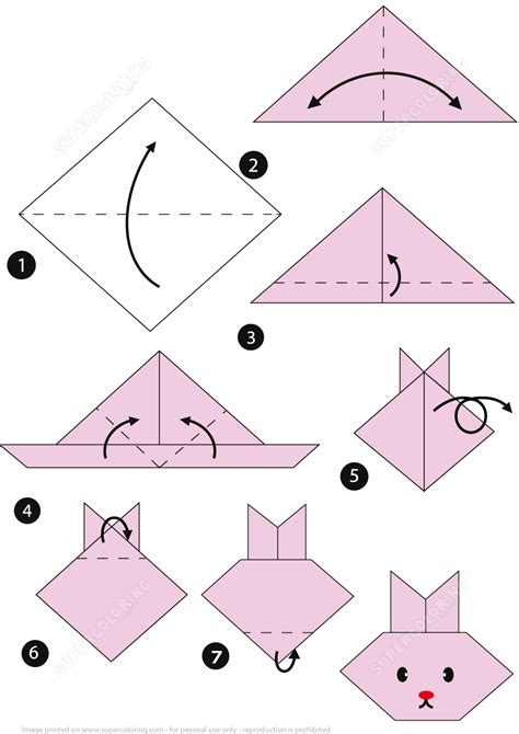 How to Make an Origami Rabbit Face Step by Step Instructions | Free Printable Papercraft Templates