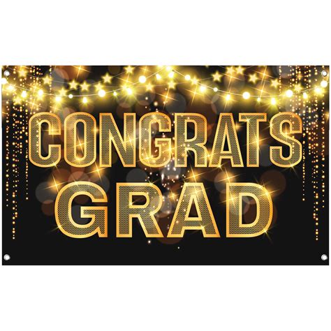 Buy XtraLarge, Congrats Grad Banner - 72x44 Inch, Black and Gold Graduation Decorations 2023 ...