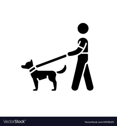 Dog walker black glyph icon Royalty Free Vector Image