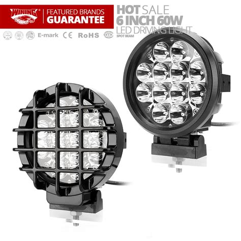 Free Shipping 2PCS 6inch 60W Round Led Off Road Lights 12V Spot Driving Work Wrangler HeadLight ...