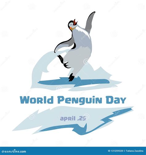 World Penguin Day. Jumping Penguin on a Blue Background. Iceberg ...