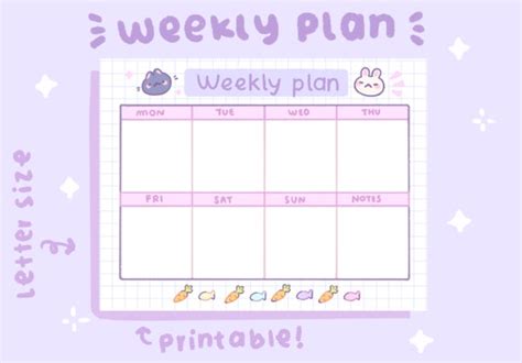 Cute Weekly Planner Printable Stationery Instant Download - Etsy