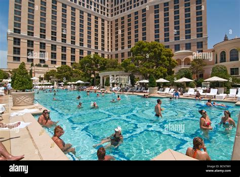 Luxurious swimming pool of the Bellagio Resort and Casino in Las Vegas ...