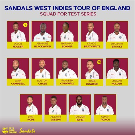 Squad named for Sandals West Indies Tour of England | Windies Cricket news