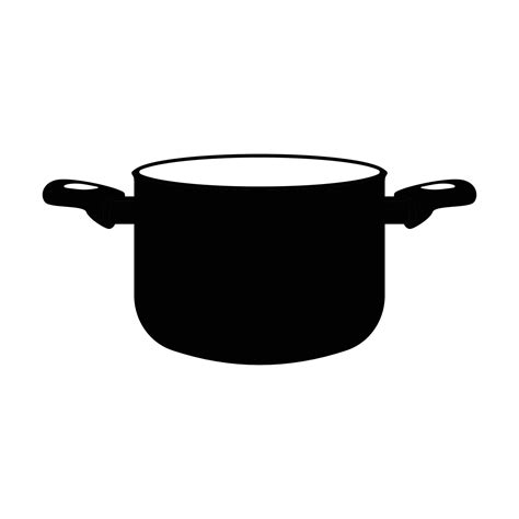 Cooking Pot Silhouette. Black and White Icon Design Elements on ...