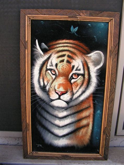 Black Velvet Painting Original Siberian Tiger by retrosideshow