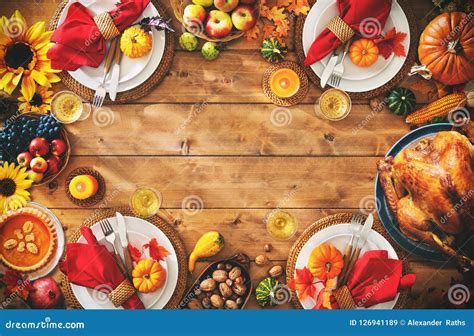 Thanksgiving Celebration Traditional Dinner Setting Meal Concept Stock ...