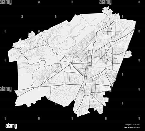 Damascus vector map. Detailed map of Damascus city administrative area. Cityscape panorama ...