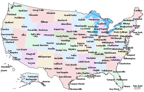Printable United States Map With Cities