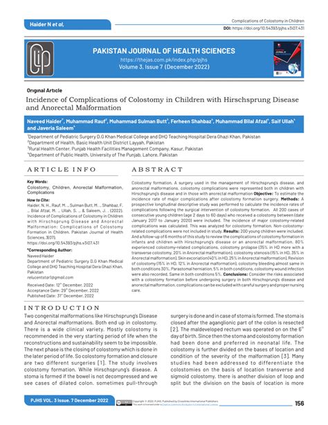 (PDF) Incidence of Complications of Colostomy in Children with Hirschsprung Disease and ...