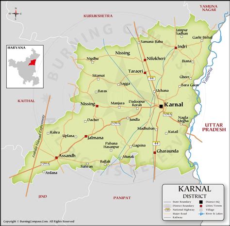 Karnal District Map, Haryana, India