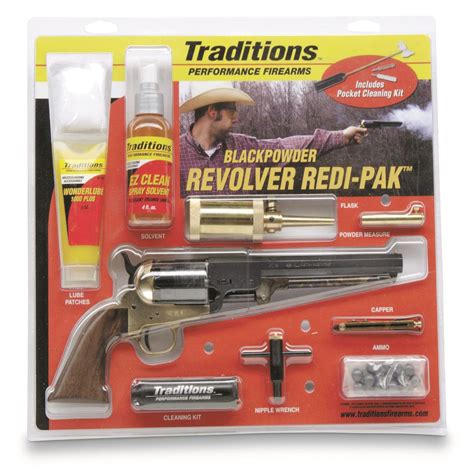 Traditions 1851 Navy Black Powder Brass Revolver Redi-Pak, .44 Caliber ...