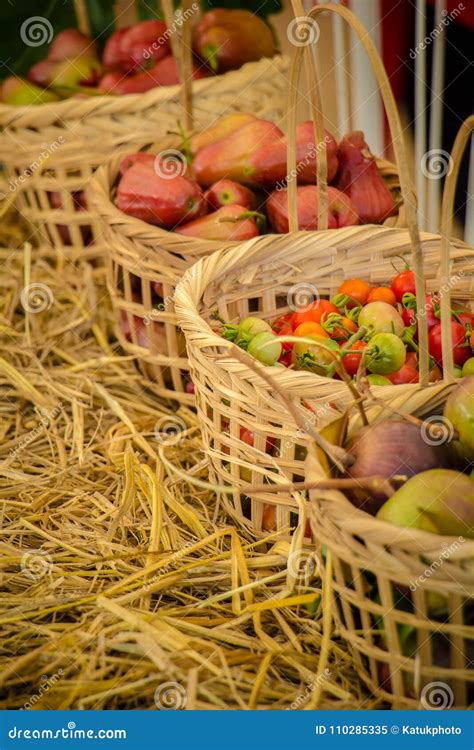 Fresh Organic Vegetables in Baskets Made of Handmade Bamboo. Stock ...