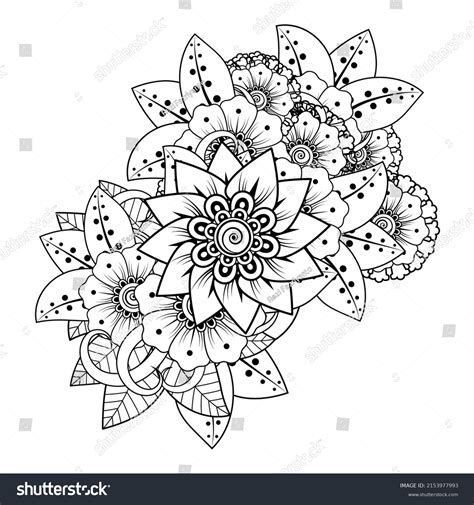 Flowers Black White Doodle Art Coloring Stock Vector (Royalty Free) 2153977993 | Shutterstock