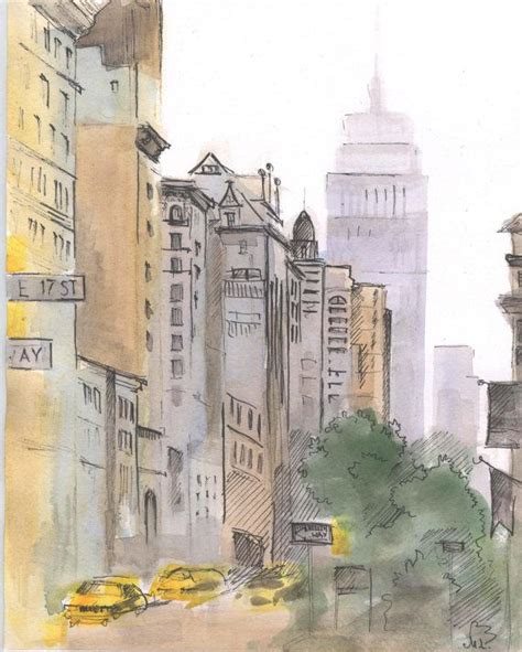 New York city streets. | Street painting, New york illustration, Painting