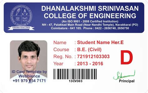 ID Card - Coimbatore - Ph: 97905 47171: College Student ID Card Template 14107T