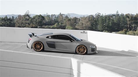 Gold Matter: Custom Gray Audi R8 Sitting on Gold Vorsteiner Wheels — CARiD.com Gallery