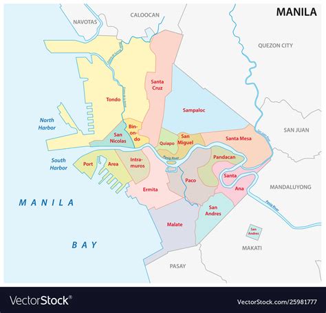 Manila administrative and political map Royalty Free Vector