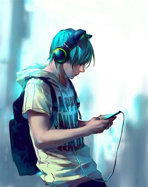 I really want that headphone !!! | Anime images, Anime music, Anime guys