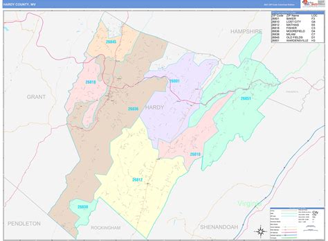 Hardy County, WV Wall Map Color Cast Style by MarketMAPS