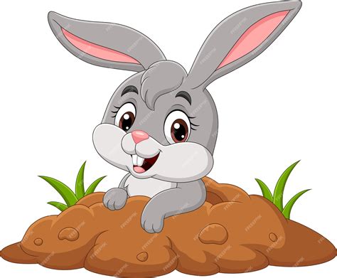 Premium Vector | Cartoon little bunny out from hole