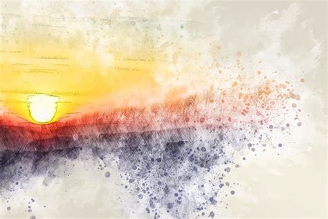 Abstract Colorful Sunrise in the Morning Watercolor Illustration ...