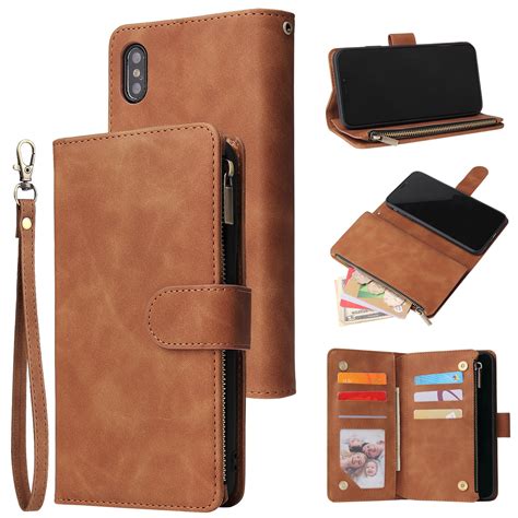 iPhone XS Max Wallet Case, Dteck Soft Leather Zipper Wallet Case ...