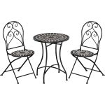 Outsunny 3 Piece Garden Outdoor Bistro Set with Coffee Table and 2 Folding Chairs, Mosaic Tile ...