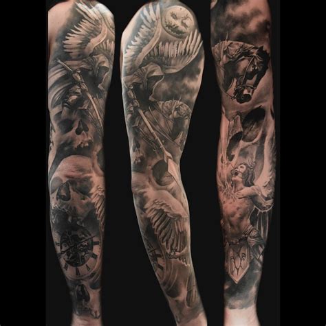 Angels and demons tattoo | Sleeve tattoos, Tattoo sleeve designs, Full ...