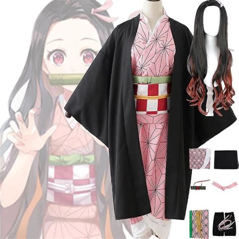 Demon Slayer Kamado Nezuko Cosplay Party Kostym Outfits Halloween Party Anime Set Presenter ...