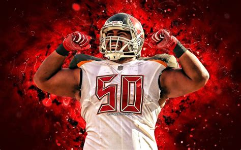 Download wallpapers Vita Vea, 4k, nose tackle, Tampa Bay Buccaneers, american football, NFL, red ...