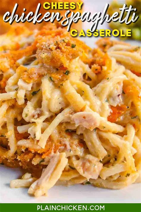 Cheesy Chicken Spaghetti Casserole - Plain Chicken