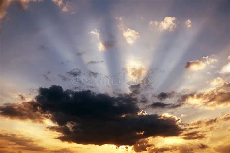 Beautiful Ray of Light Sunset Clouds in the Blue Sky . Stock Photo ...