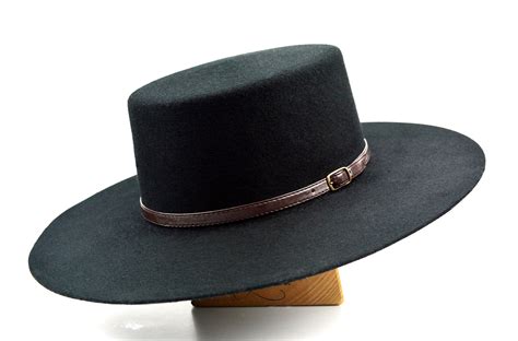 Bolero Hat The GALLOPER Black Wool Felt Flat Crown Wide | Etsy | Wide brim hat men, Bolero hat ...
