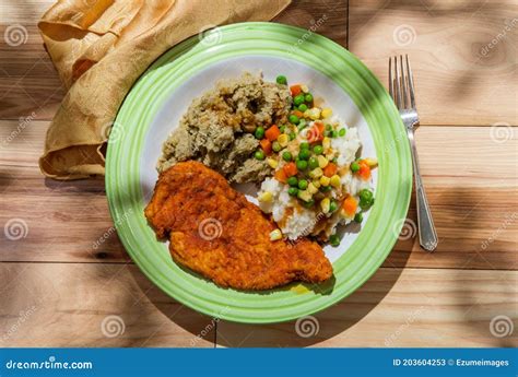 Soul Food Fried Chicken stock image. Image of green - 203604253