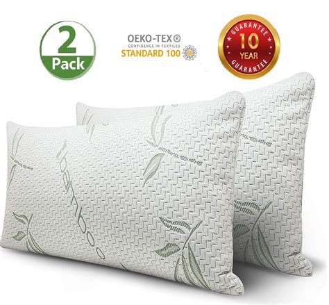 Mutlu Home Goods Queen Size Bamboo Pillow, Shredded Memory Foam Adjustable Pillow with ...