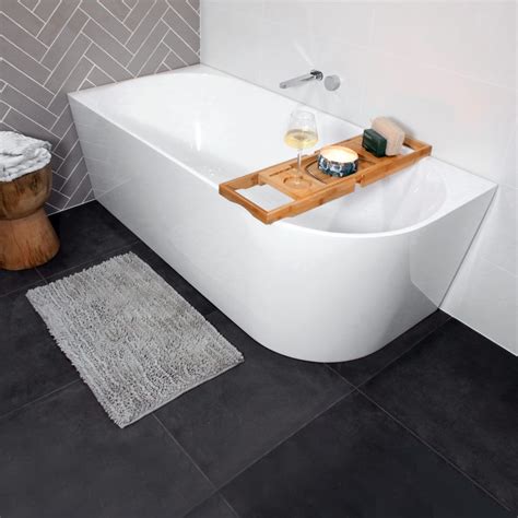 ESSENCE Freestanding Corner Bath LHS Gloss White 1700mm - Casa Lusso