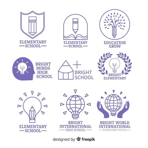 Free Vector | Flat school logo template collection