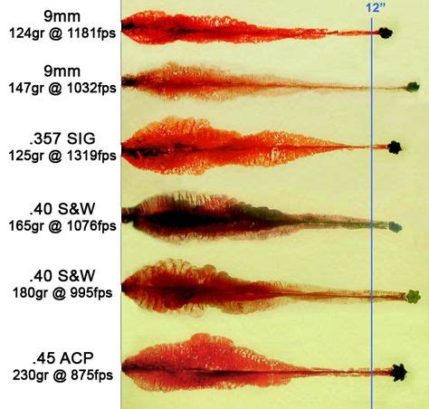 9mm, 357, 40, 45 Handgun Ballistics:The following image shows the wound ...