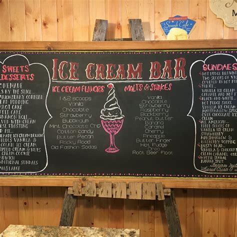 Ice cream bar chalkboard menu design by Chalk Whisperer. For Sweet Insperations Restaurnt ...