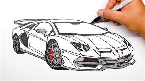 How to draw a car - Lamborghini Aventador SVJ - Step by step #1 - YouTube