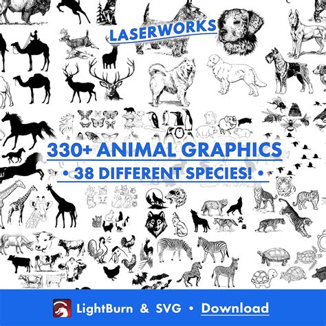 330 Animals, Outline, Hand Drawn, Realistic, and Silhouette, Lightburn ...