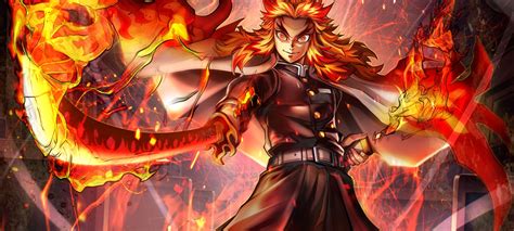 2400x1080 Kyojuro Rengoku Cool HD Demon Slayer 2400x1080 Resolution Wallpaper, HD Anime 4K ...