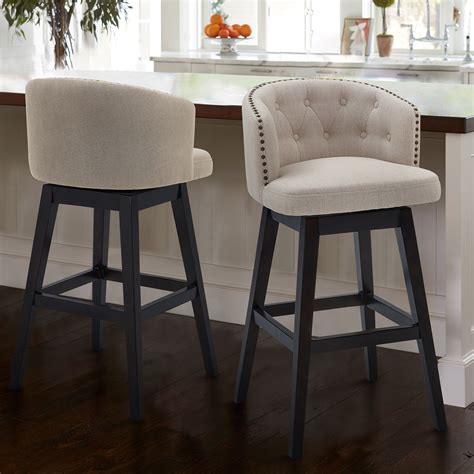 Celine 30" Bar Height Wood Swivel Tufted Barstool in Espresso Finish ...