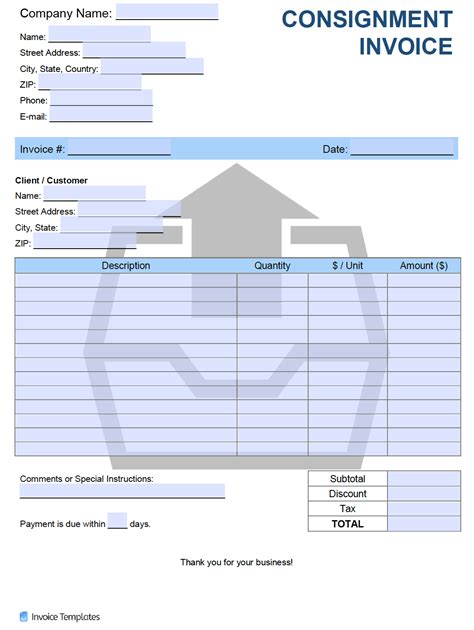 Consignment Invoice Template