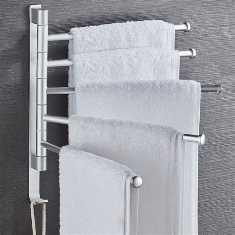 Bathroom Swivel Towel Rack Wall Mounted Heavy Duty Towel Shelf Towel ...